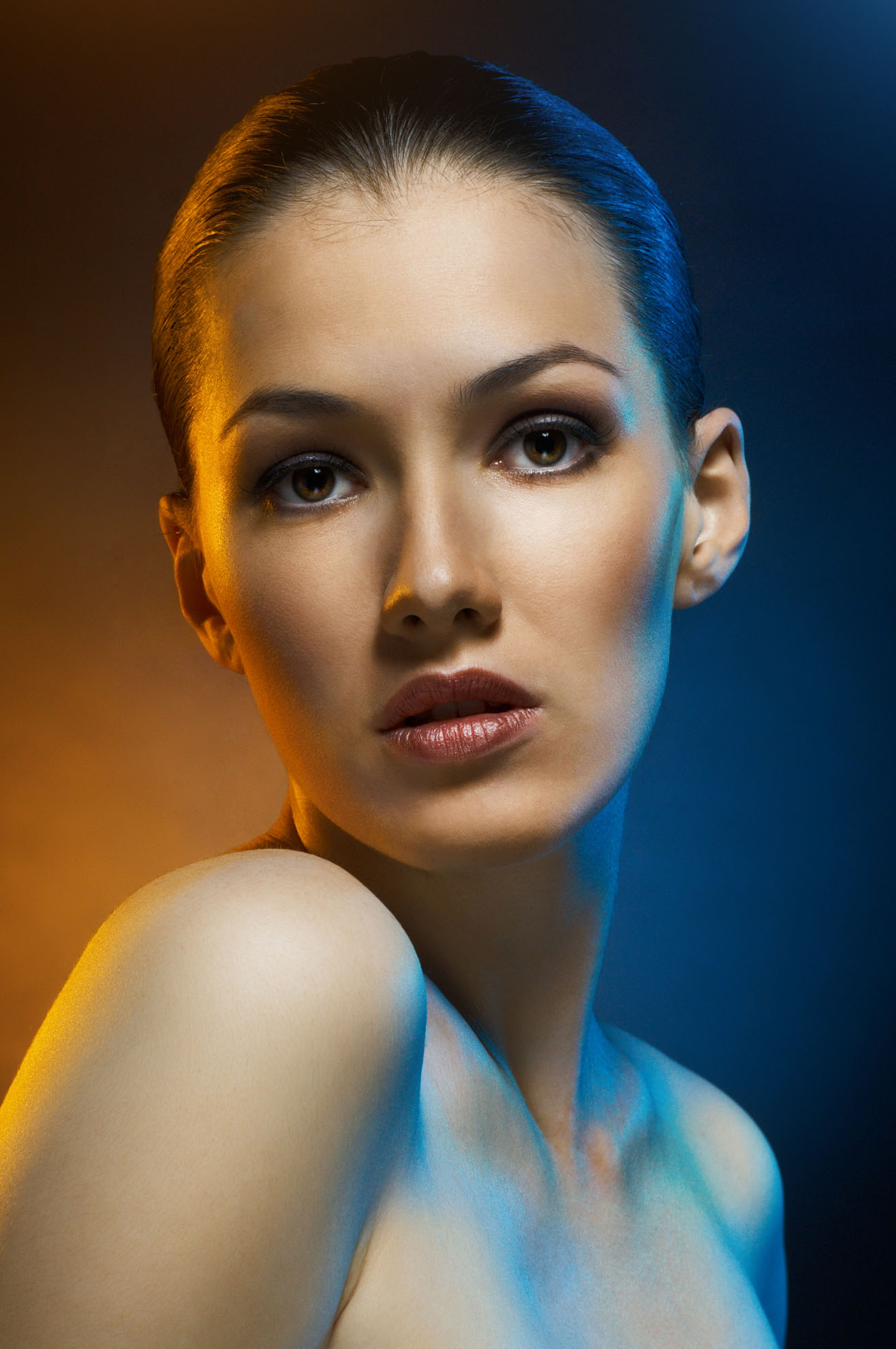 a beauty girl on the dark background